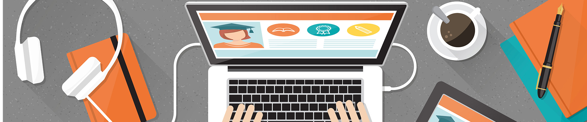 illustratie van e-learning op een laptop